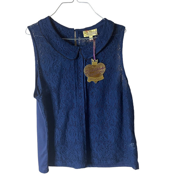 PRINCESS VERA WANG  BEADED PETER PAN COLLAR LACE BLOUSE L (JRS) NEW‎ - Picture 1 of 8